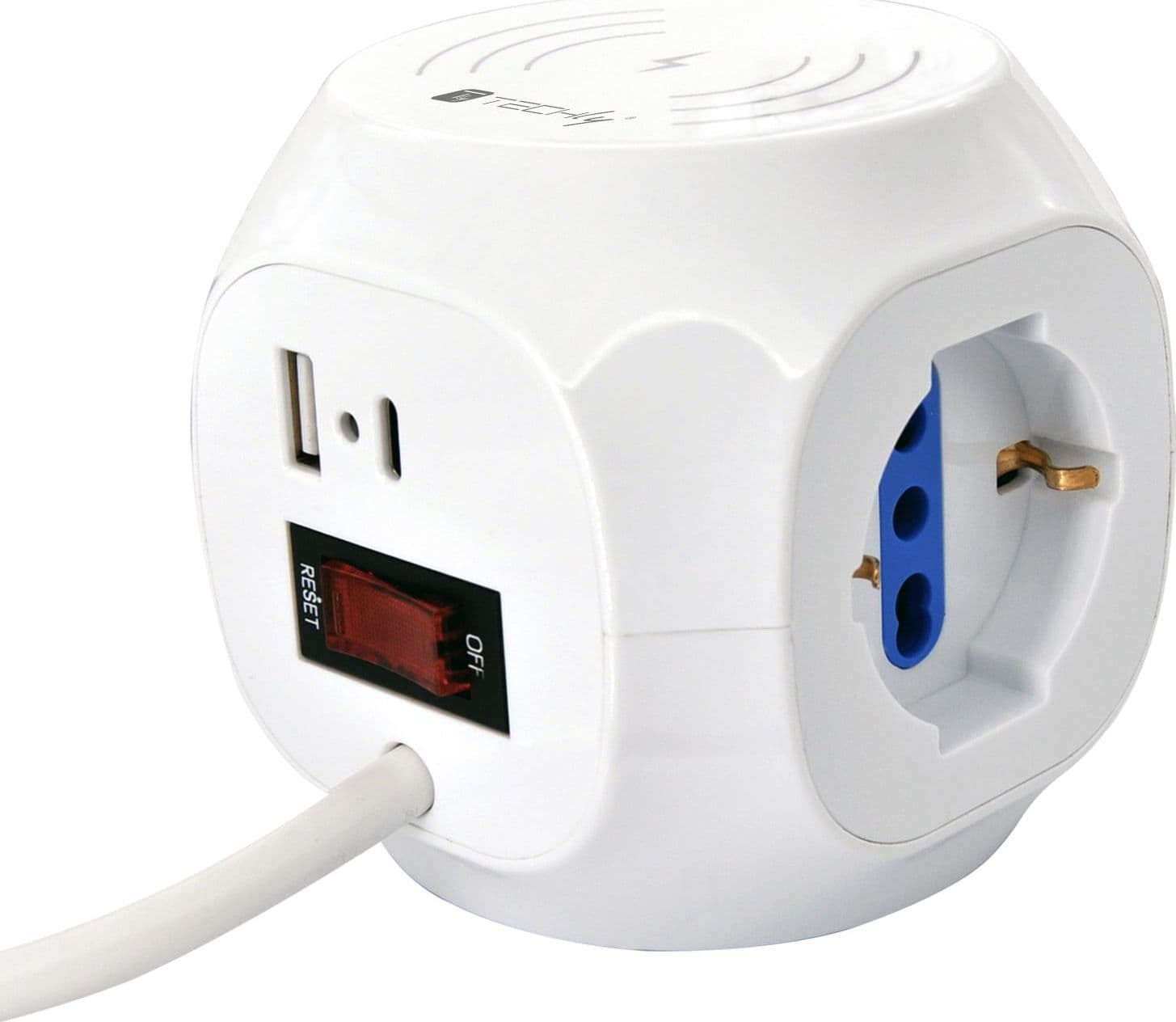 Multipresa a Cubo 4 Posti con USB-A e USB-C&trade QC3.0 e Ricarica Wireless - 7