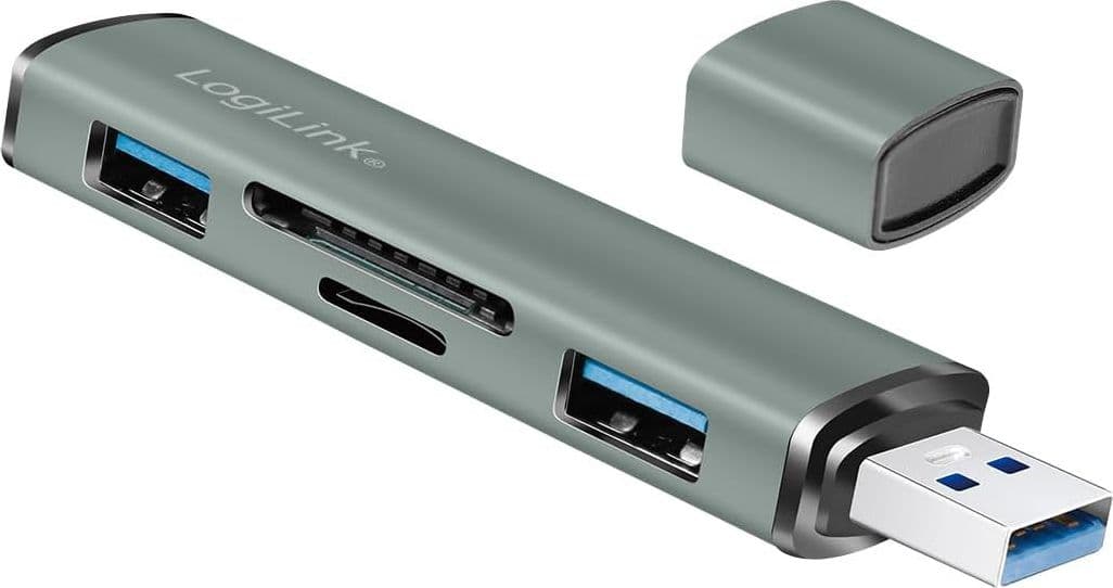 Hub USB3.2 Gen2 2 Porte USB A con Lettore di Schede Card Reader - 9