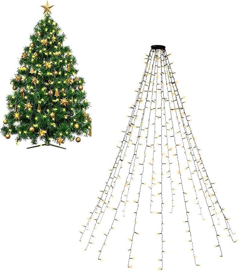 Catena Luminosa 400 Luci LED IP44 Bianco Caldo per Albero con Anello - 10
