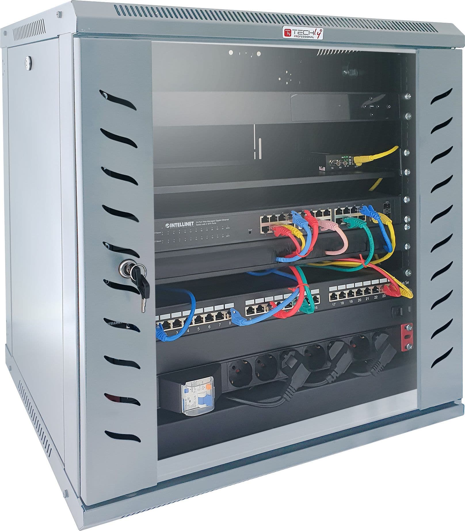 Armadio Rack 19'' a Muro 6 Unit&agrave P.600 mm Flat Pack Grigio - 6