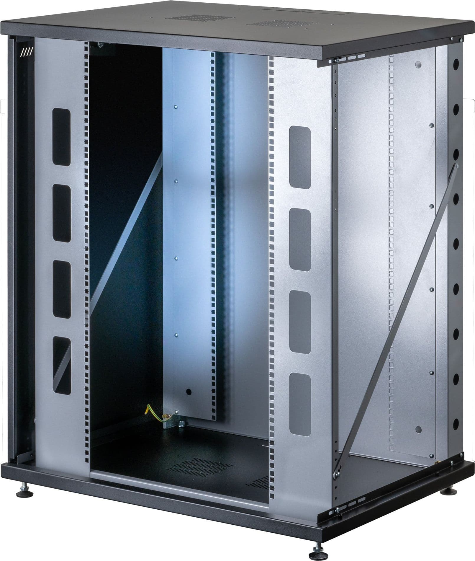 Armadio Rack 19'' a Muro 16U P 600mm L 800mm Porta Vetro Nero - 11