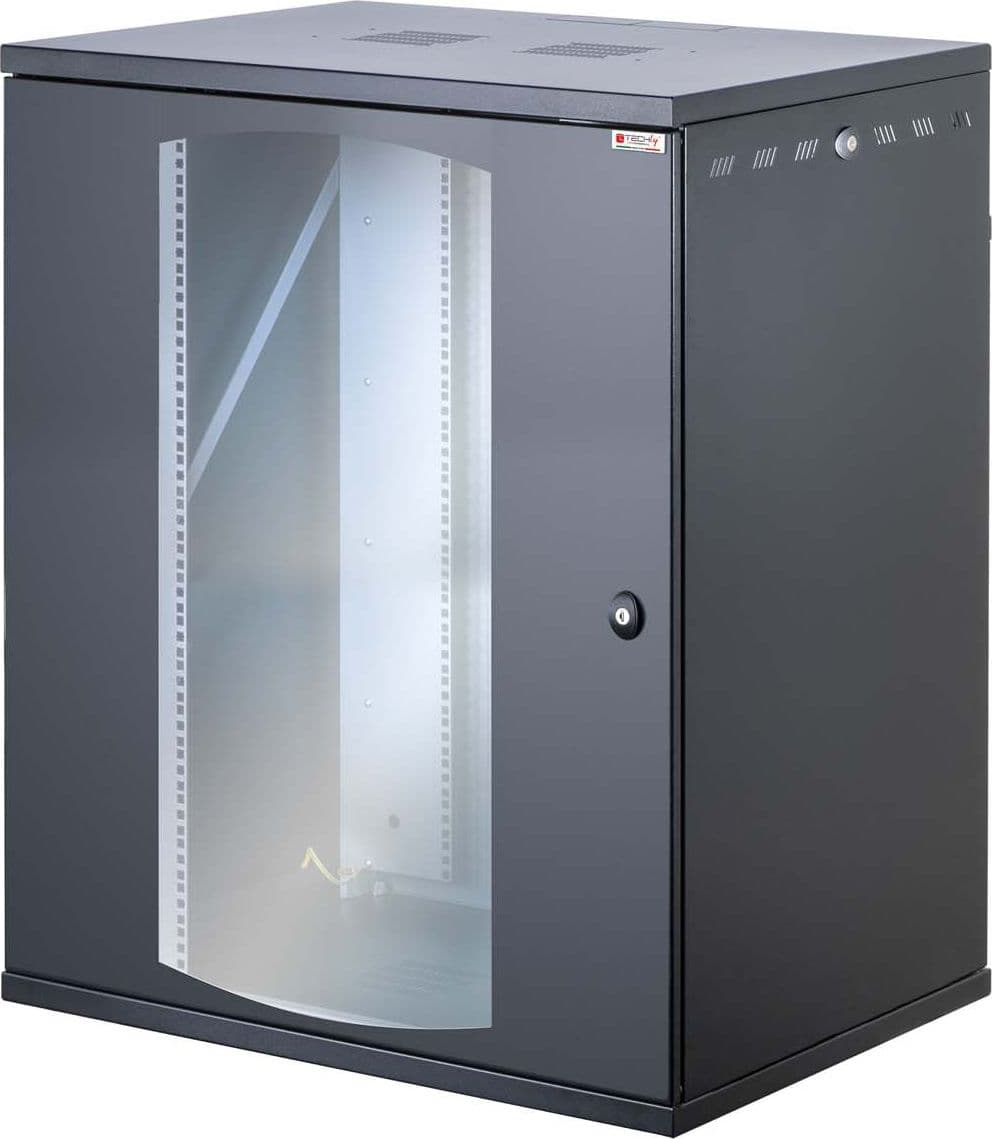 Armadio Rack 19'' a Muro 16U P 600mm L 800mm Porta Vetro Nero - 9