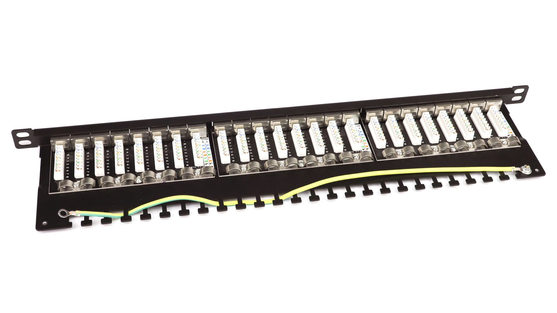 Pannello Patch STP 24 Posti RJ45 19'' 0.5U Cat.6A Nero - 8