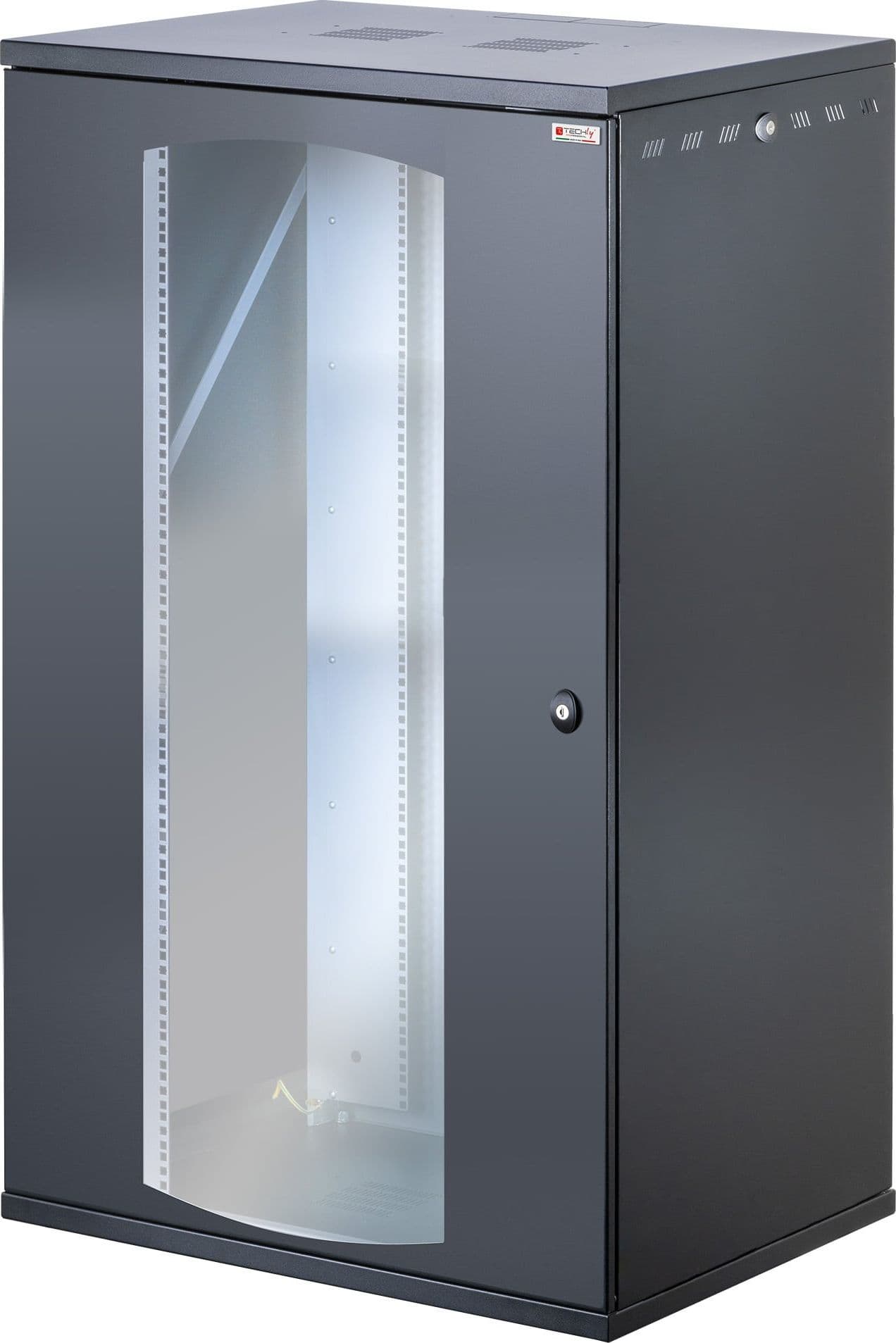 Armadio Rack 19'' a Muro 22U P 600mm L 800mm Porta Vetro Nero - 11