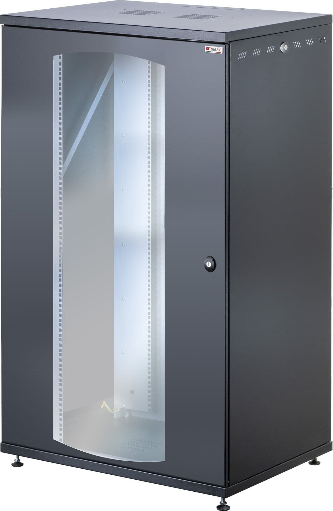 Armadio Rack 19'' a Muro 22U P 600mm L 800mm Porta Vetro Nero - 13