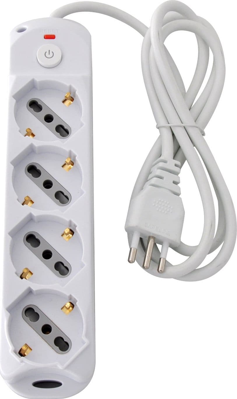 Presa Multipla a 4 Posti Italiana Bipasso/Schuko Spina 10A - 14