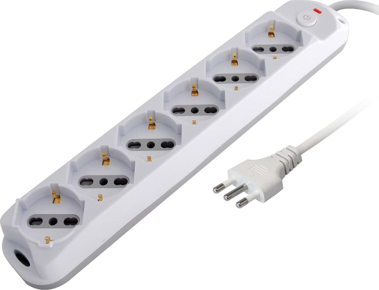 Presa Multipla a 6 Posti Italiana Bipasso/Schuko Spina 10A - 9