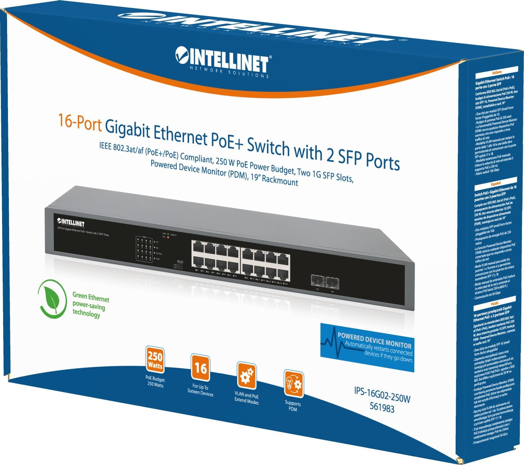Gigabit Ethernet Switch PoE+ 16 porte con 2 porte SFP - 13