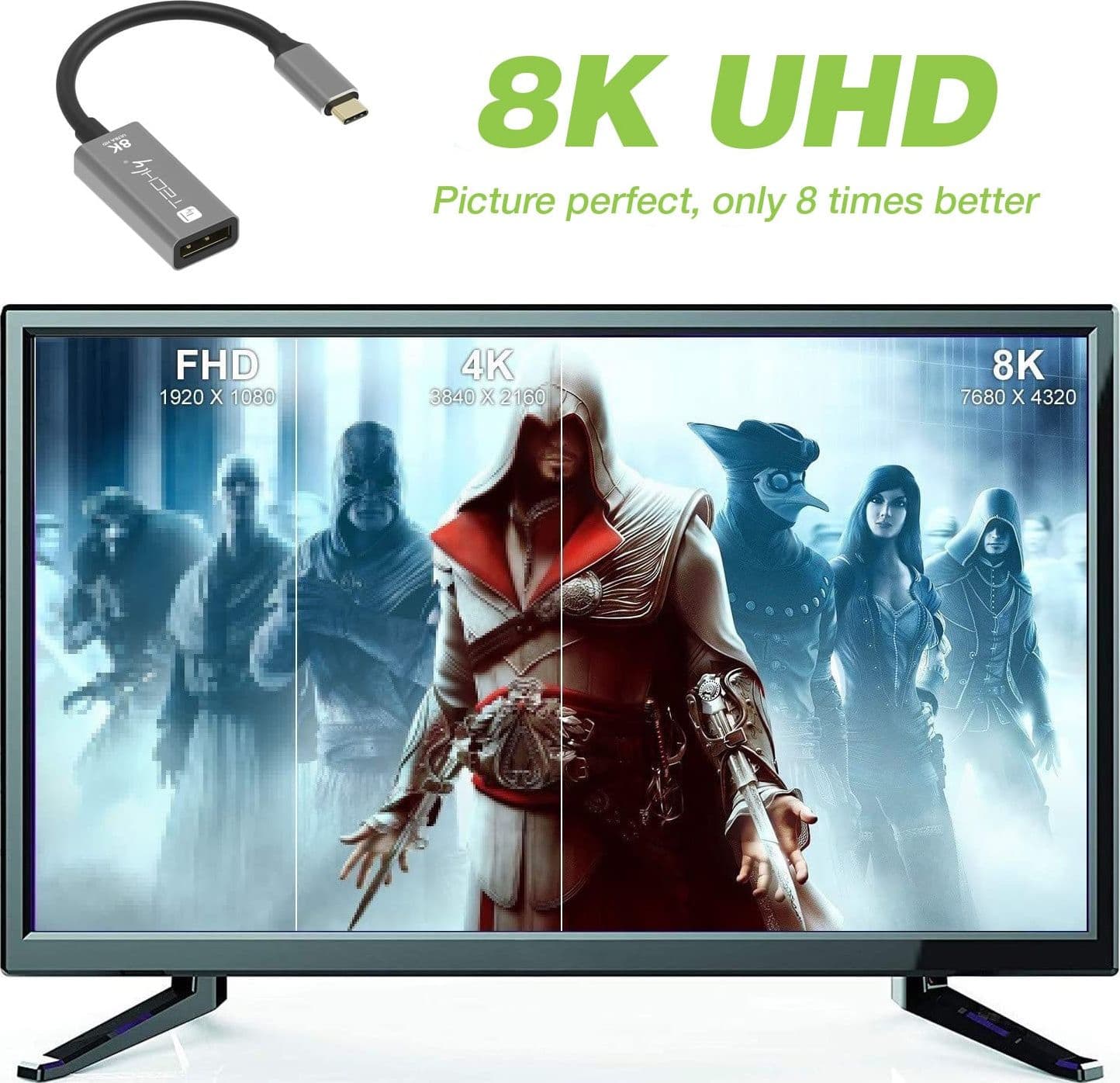 Adattatore USB-C&trade 3.2 a Displayport 1.4 8K@60Hz 15 cm - 13