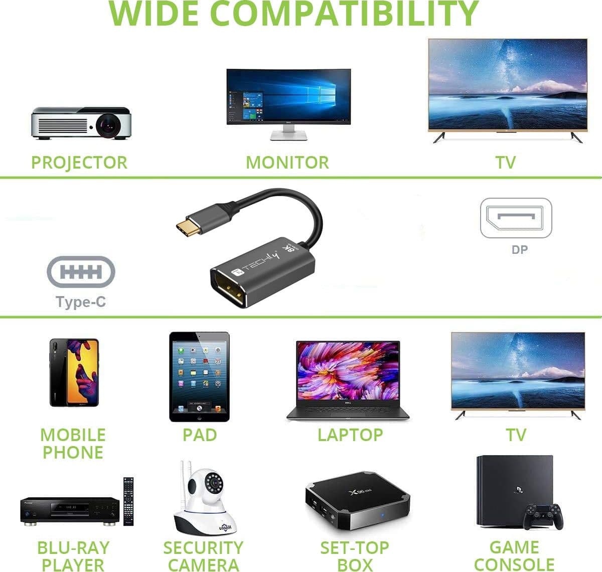 Adattatore USB-C&trade 3.2 a Displayport 1.4 8K@60Hz 15 cm - 14