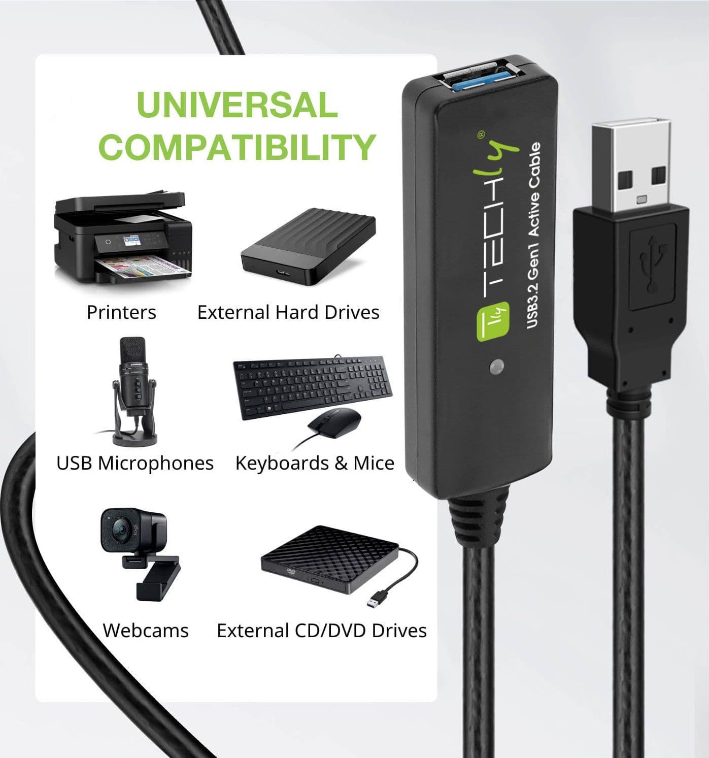 Cavo Prolunga Attivo USB3.2 SuperSpeed+ Estensore di Segnale 10m Nero - 10