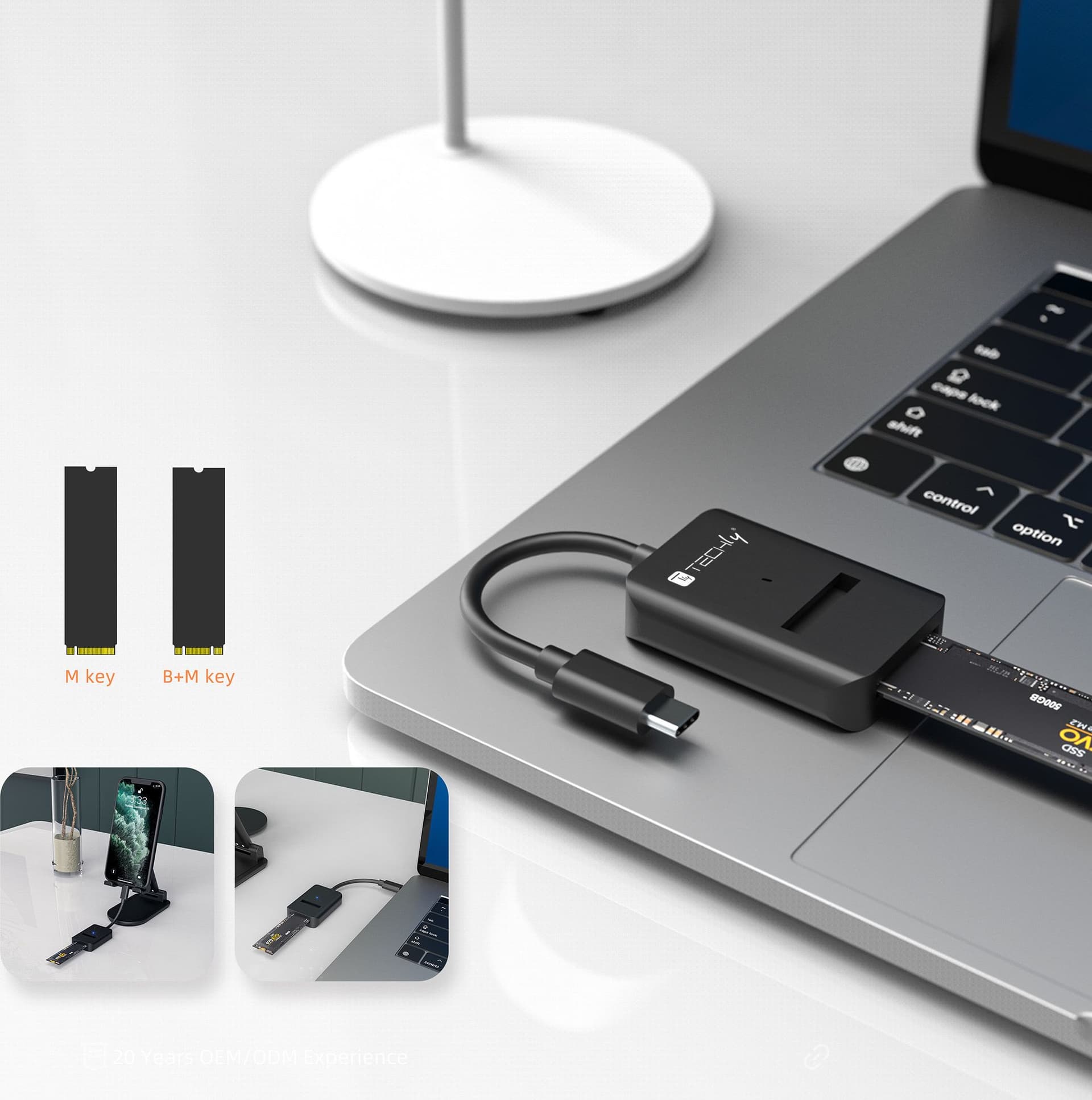 Adattatore SSD da USB-C&trade a NVMe/SATA M.2 - 8