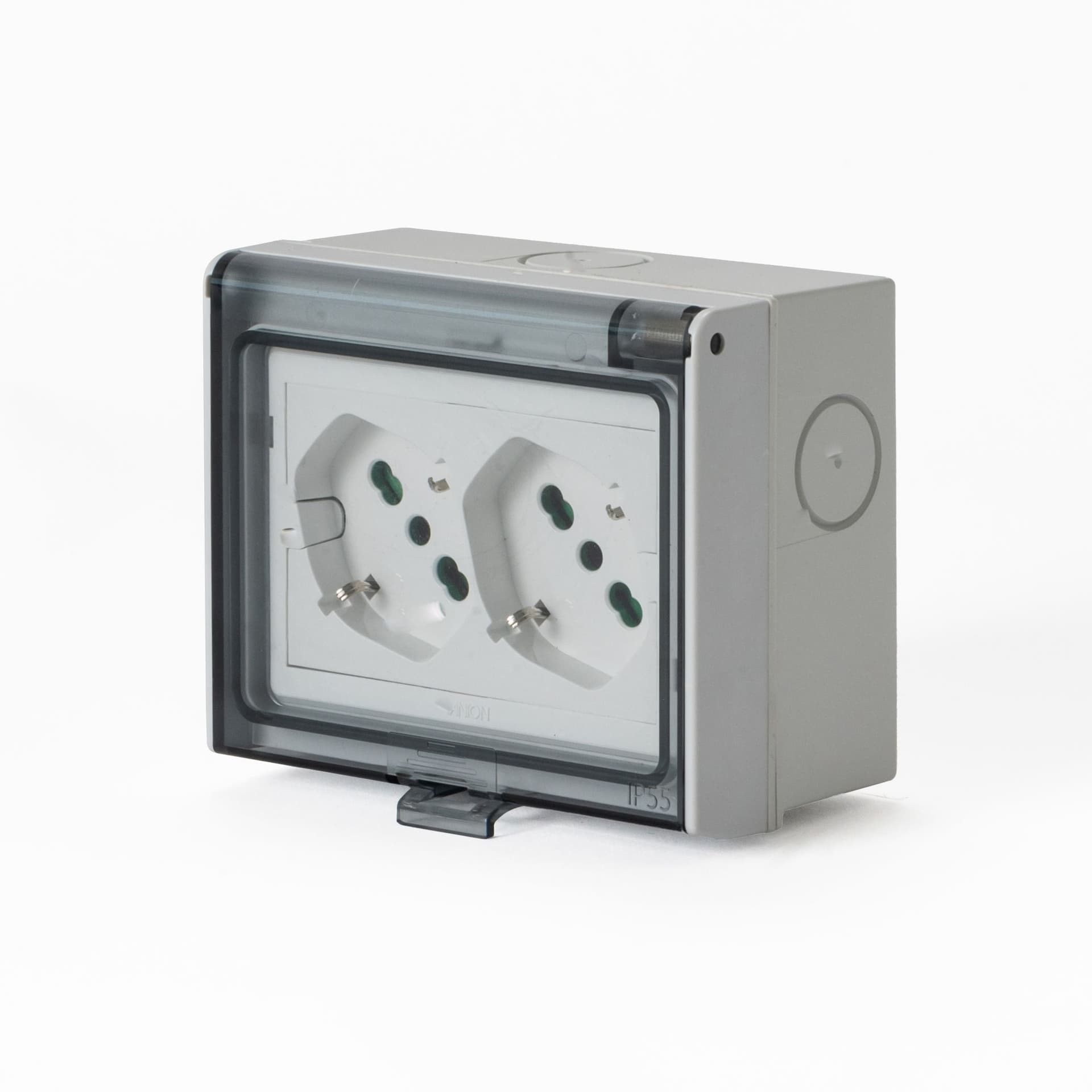 Multipresa Universale IP55 con Doppia Presa Bipasso Italiana Schuko con Scatola da Parete 3 Moduli - 6