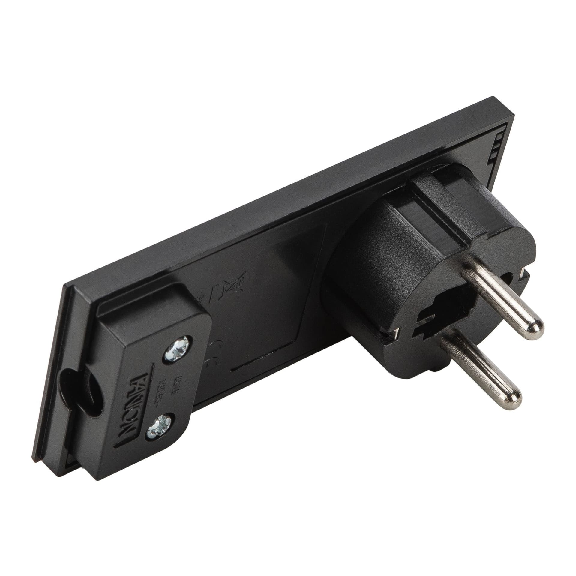 Spina Schuko 16A 2P+T Salvaspazio Super Sottile Smontabile Angolata Nero - 9