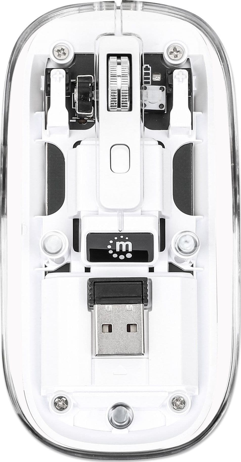 Mouse Ottico Wireless 1600 Dpi con Micro Ricevitore USB Bianco Trasparente - 13