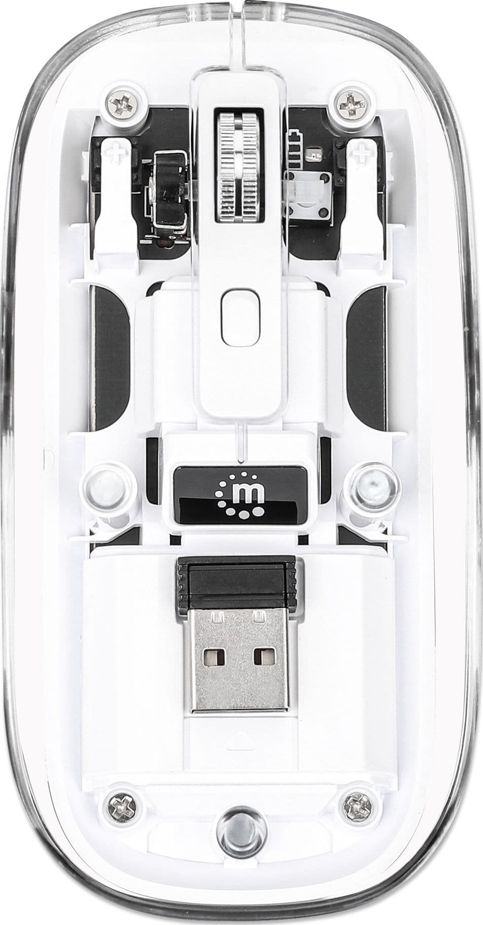 Mouse Ottico Wireless 1600 Dpi con Micro Ricevitore USB Bianco Trasparente - 15