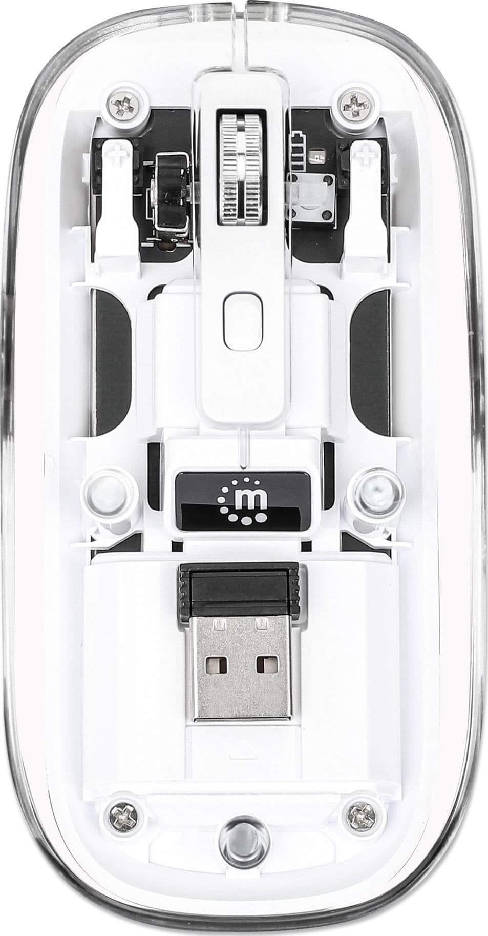 Mouse Ottico Wireless 1600 Dpi con Micro Ricevitore USB Bianco Trasparente - 16