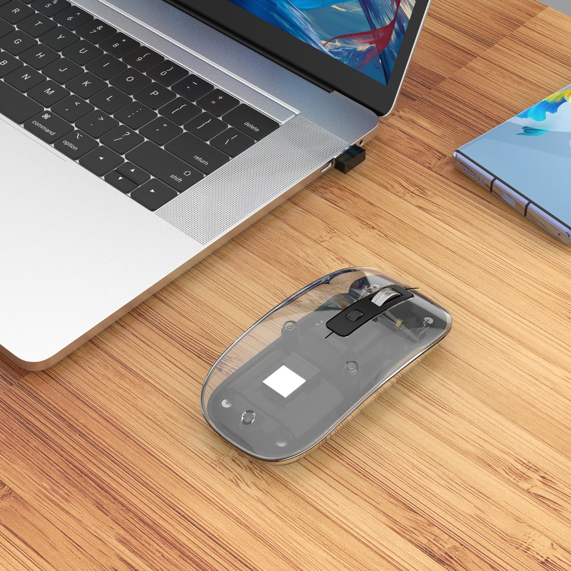 Mouse Ottico Wireless 1600 Dpi con Micro Ricevitore USB Nero Trasparente - 13