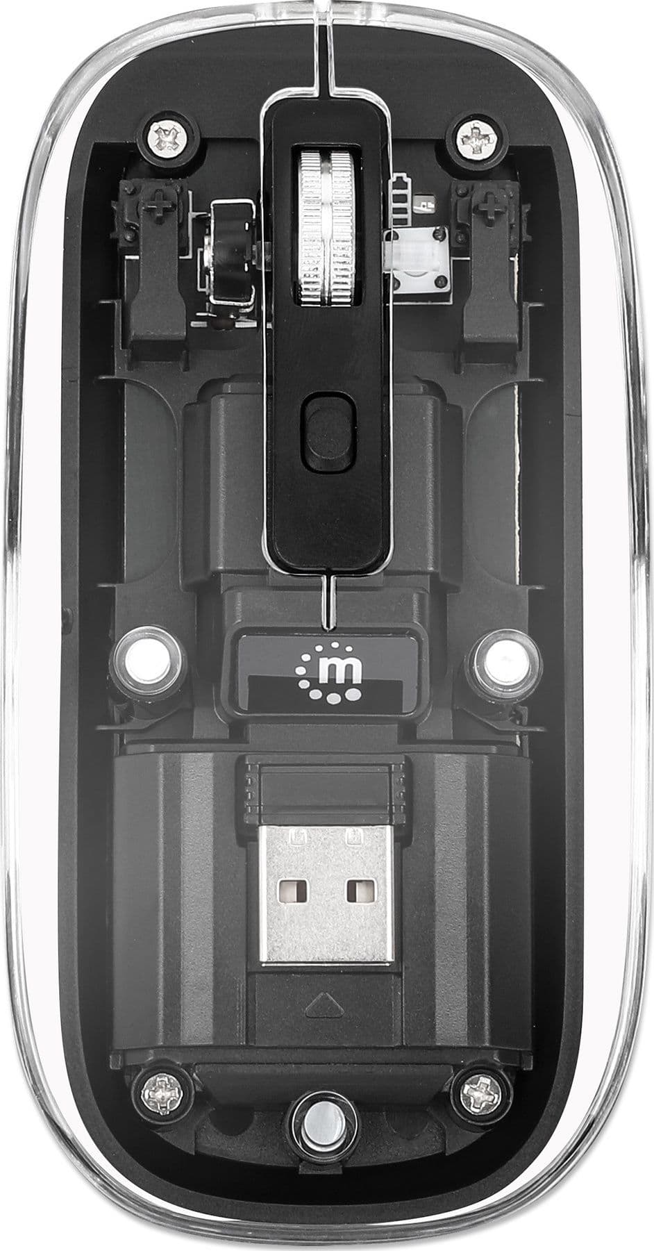 Mouse Ottico Wireless 1600 Dpi con Micro Ricevitore USB Nero Trasparente - 16