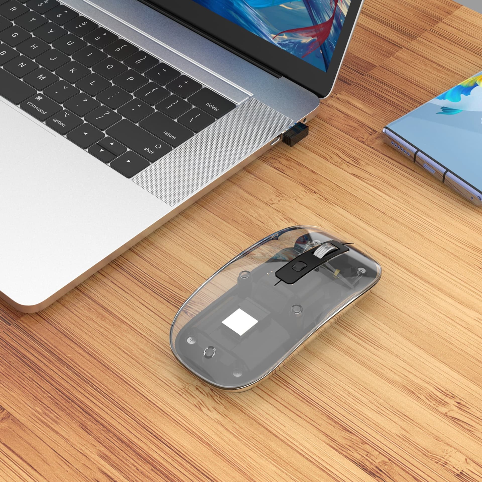 Mouse Ottico Wireless 1600 Dpi con Micro Ricevitore USB Nero Trasparente - 22