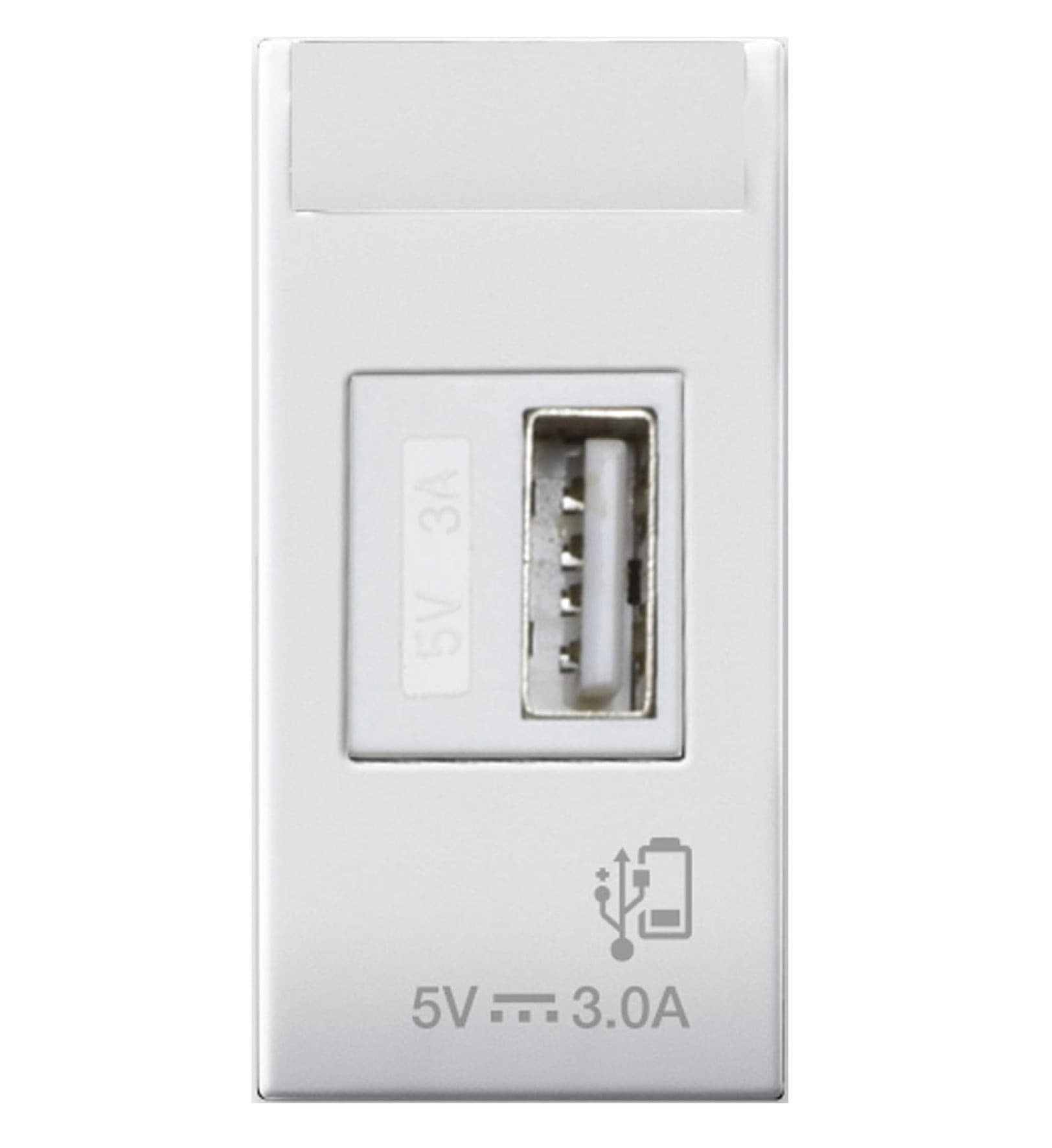 Domus S44 Caricatore USB-A 3A 240V 1 Modulo Bianco Lucido, 441082USB3A - 5