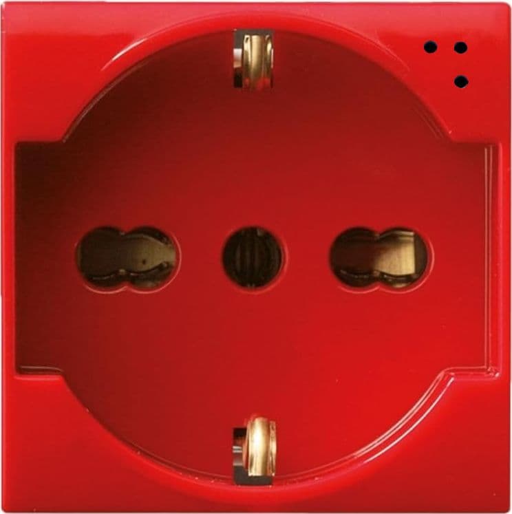 Presa Schuko Bipasso 2P+T 16A 250V S44 Rosso Lucido, 442090/15TSR - 5
