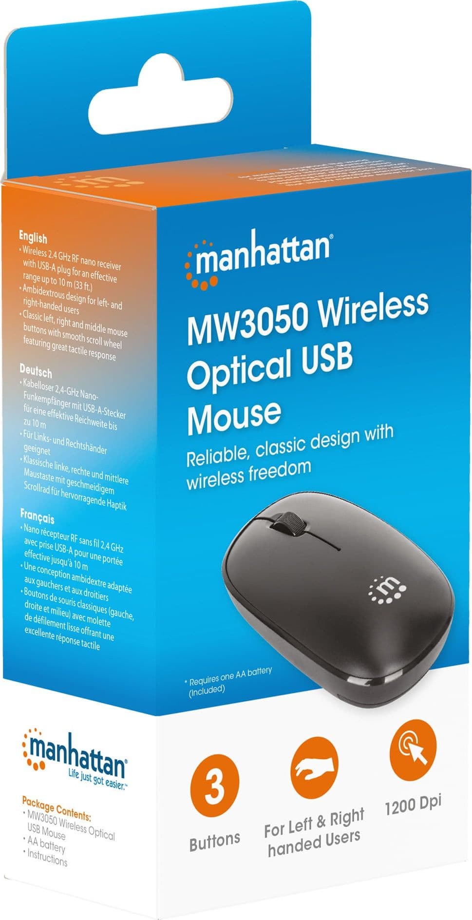 Mouse Ottico Wireless USB 1200 Dpi Nero, MW3050 - 19