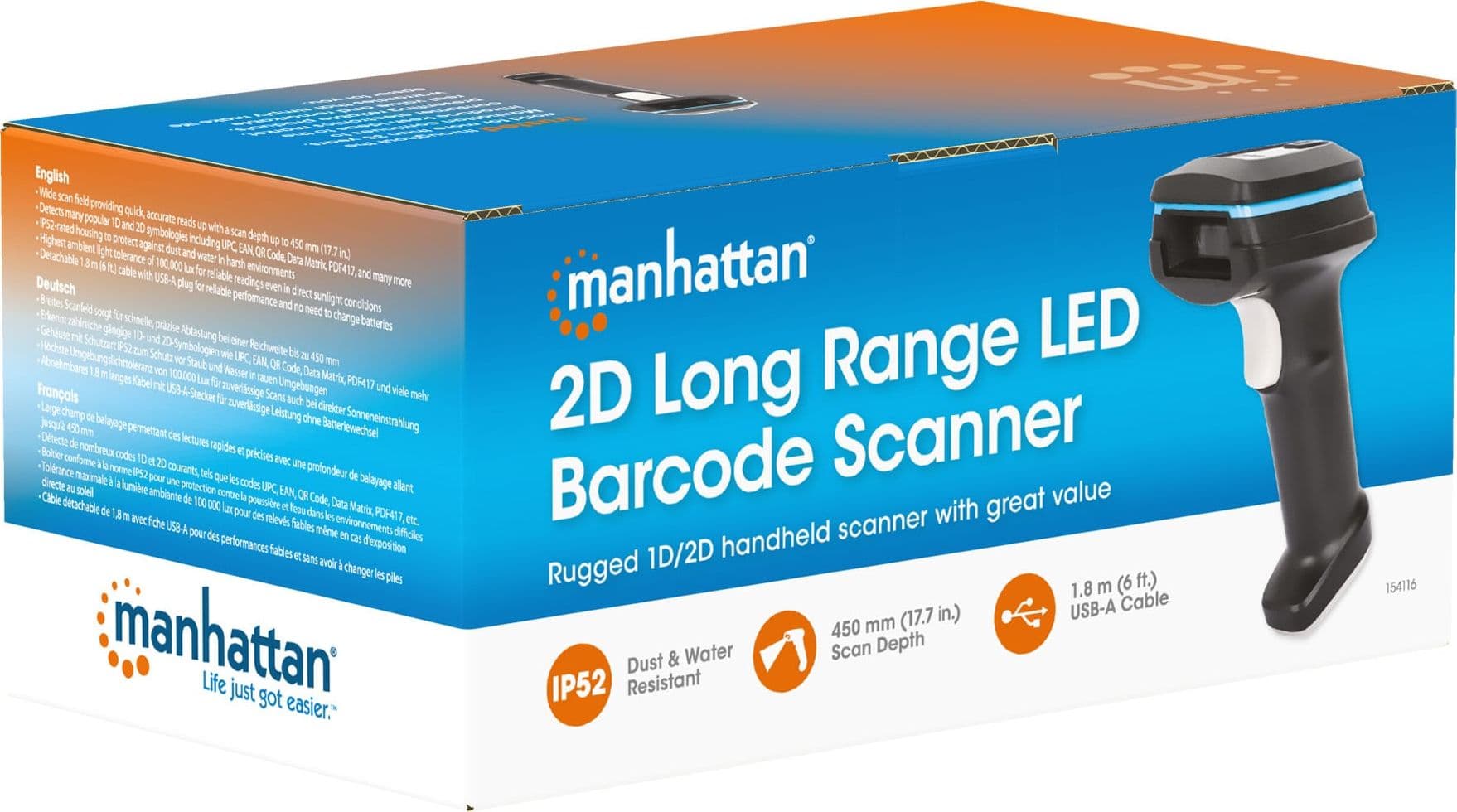 Lettore di Codici a Barre LED 2D USB a Lungo Raggio - 15