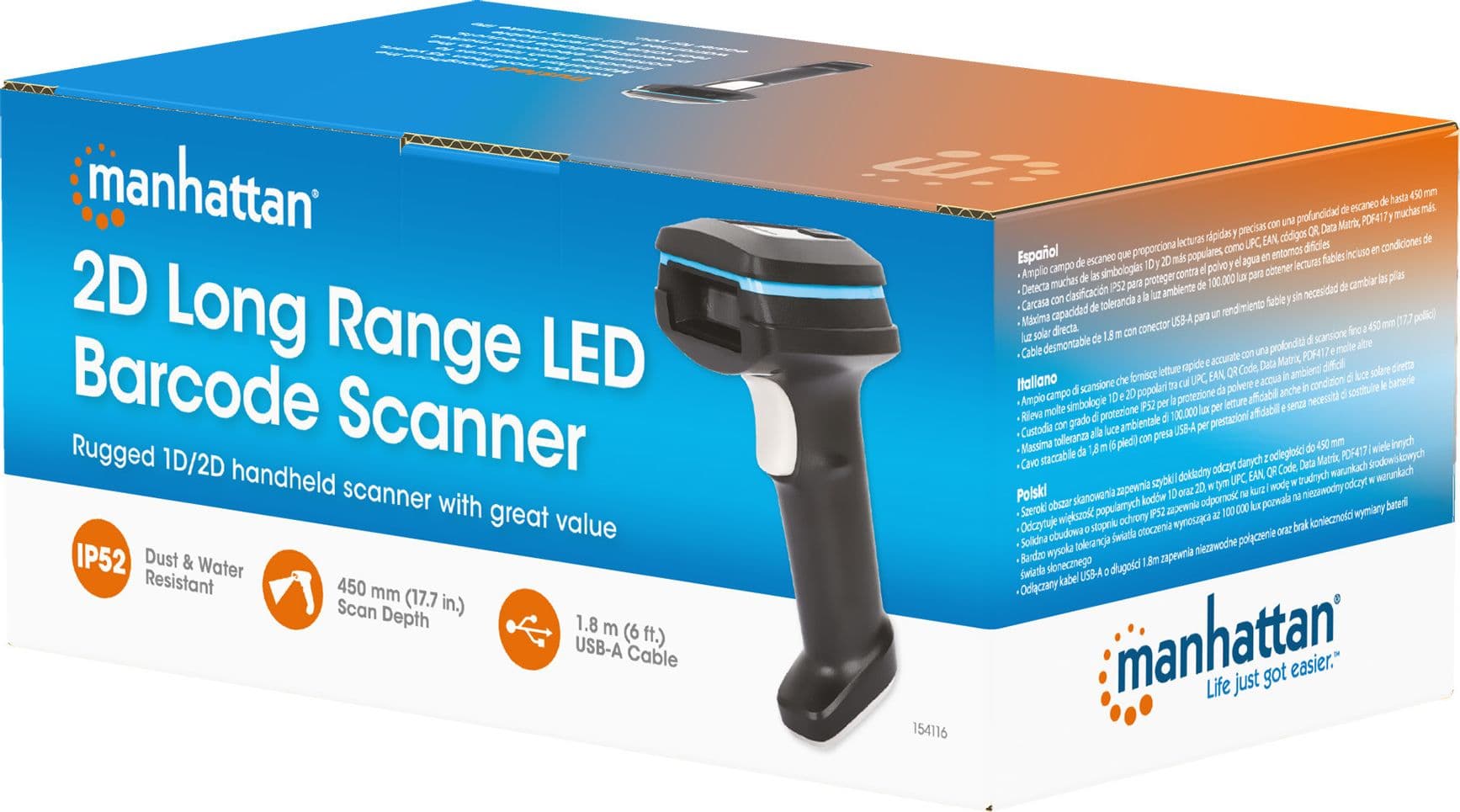 Lettore di Codici a Barre LED 2D USB a Lungo Raggio - 20