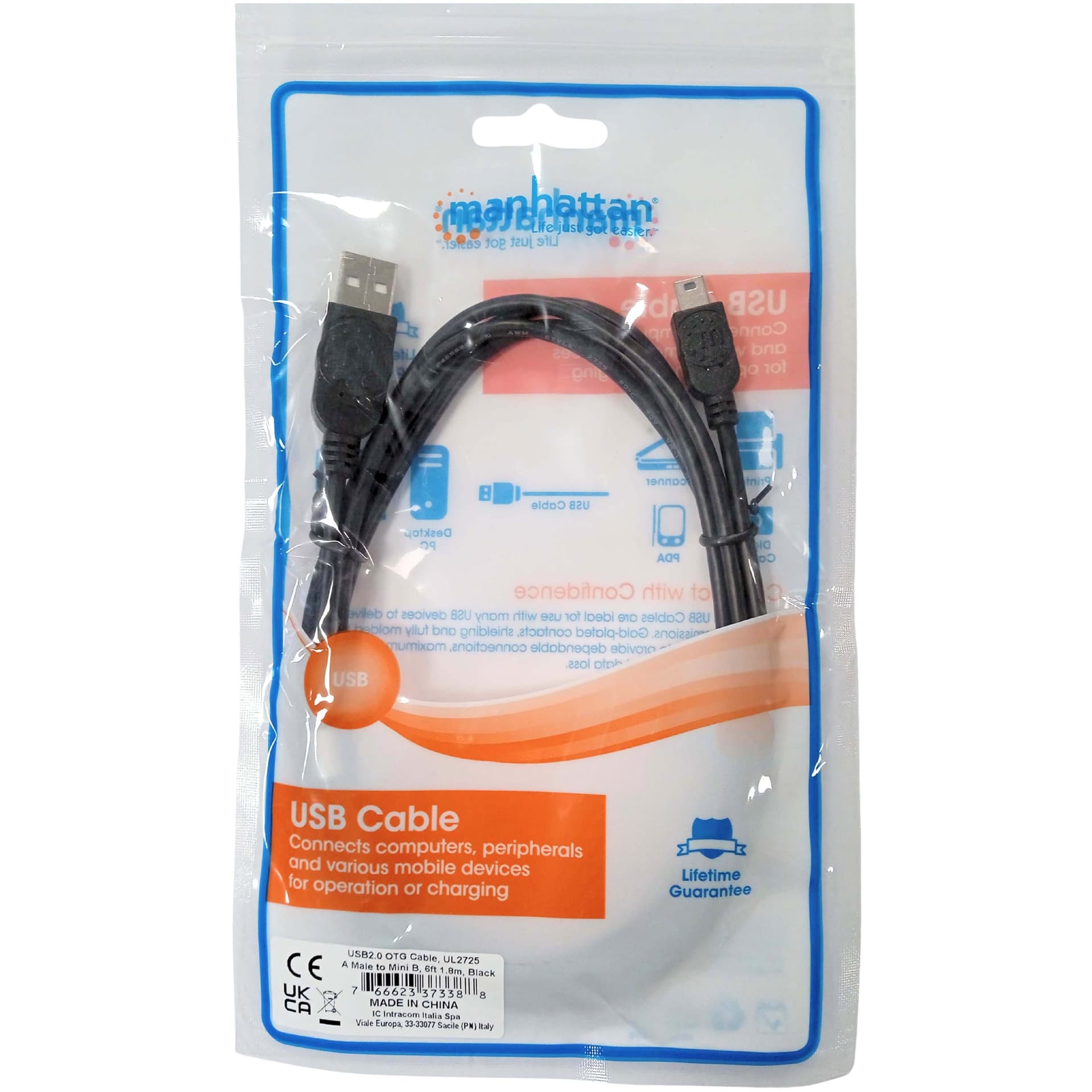 Cavo USB 2.0 OTG A maschio/Mini B maschio 1,8 mt - 12