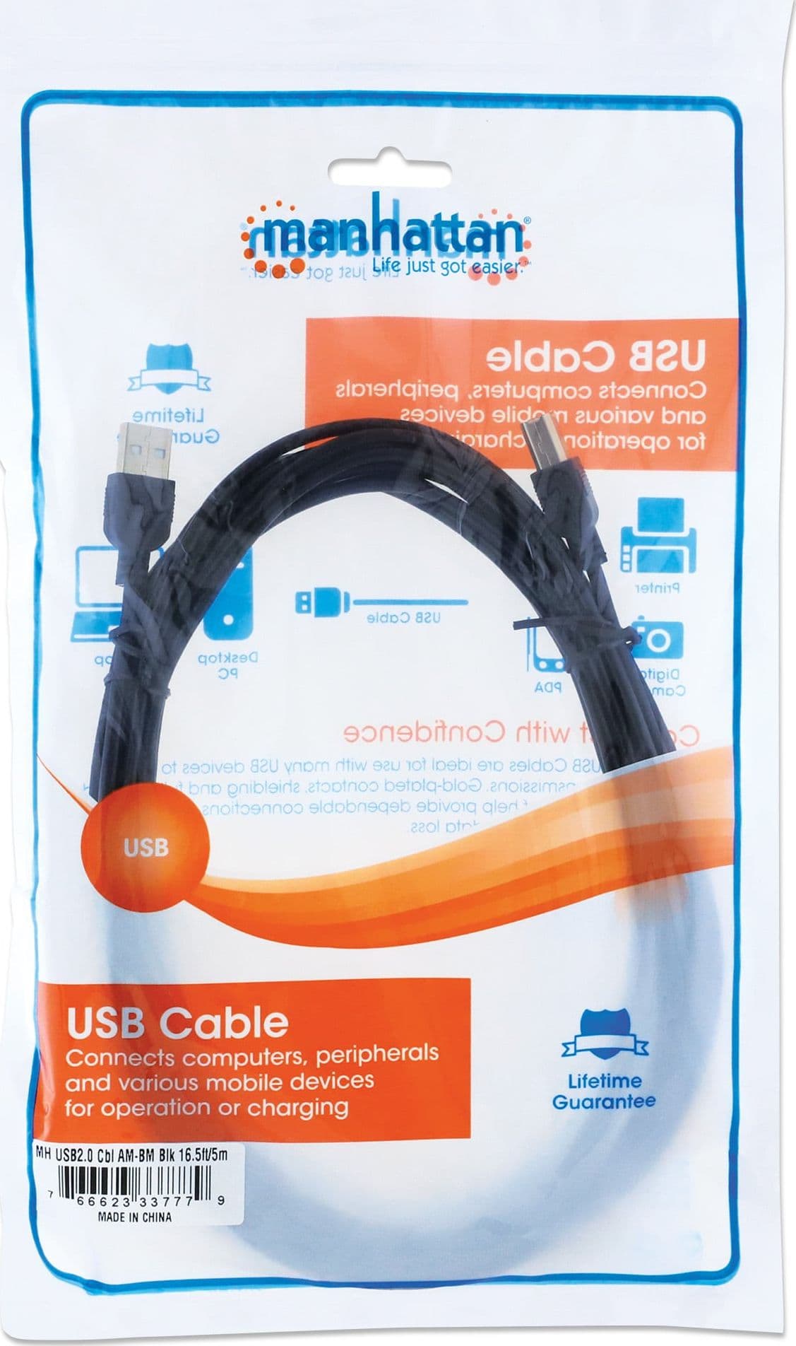 Cavo USB 2.0 A maschio/B maschio 5m Nero - 23