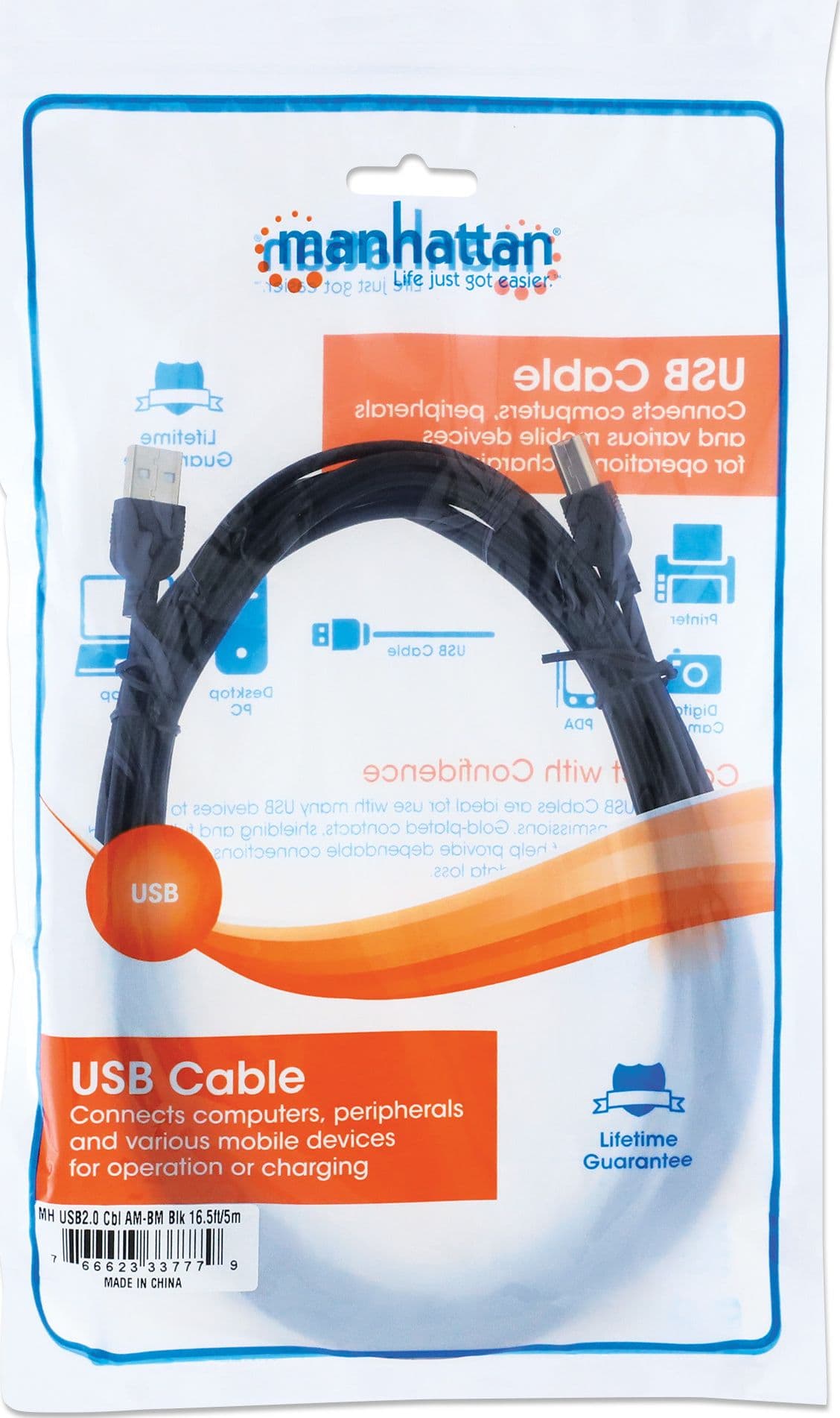 Cavo USB 2.0 A maschio/B maschio 5m Nero - 24