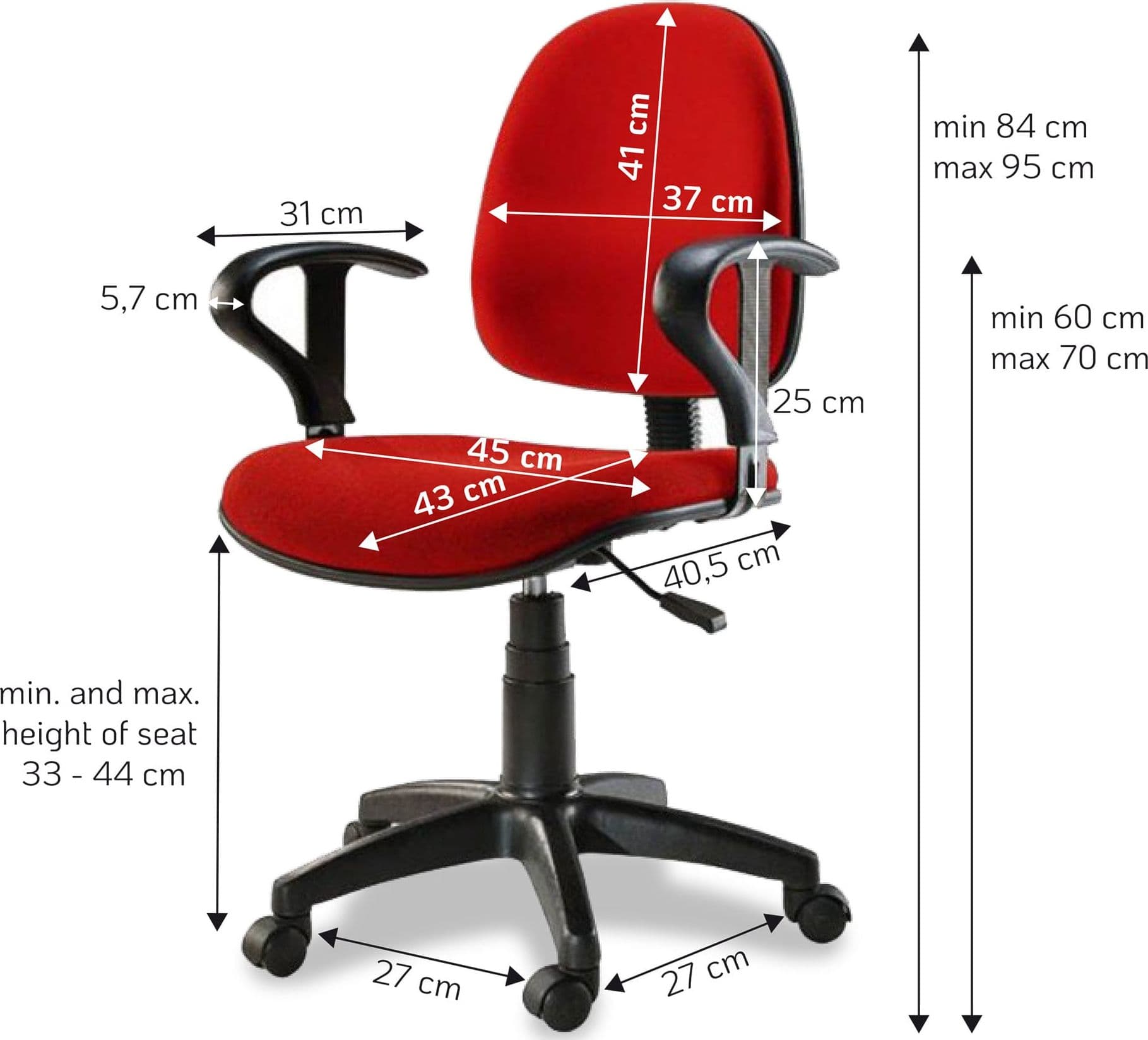 Sedia per Ufficio Easy Colore Rosso - 8