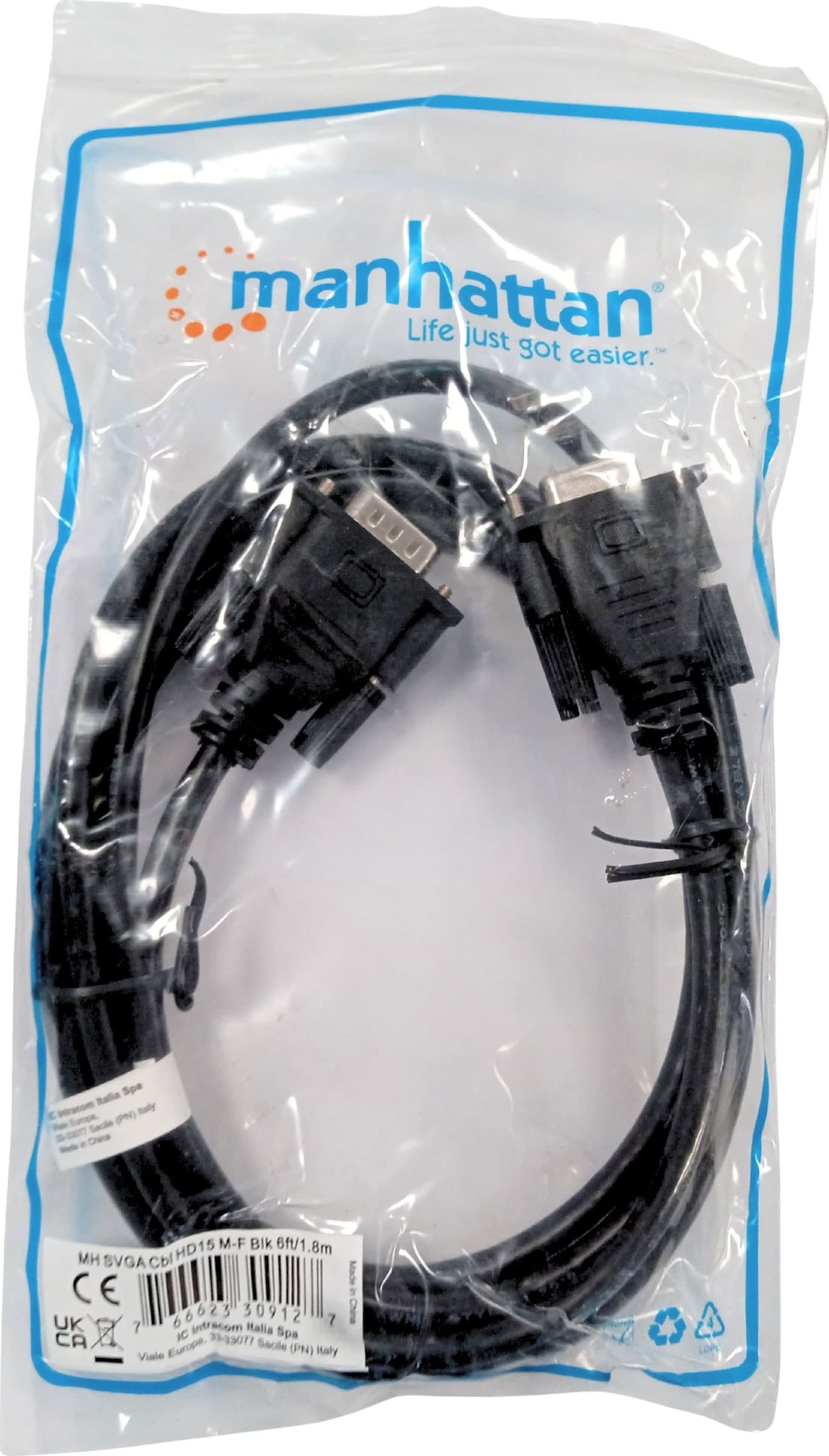 Cavo prolunga monitor SVGA standard M/F 1,8 mt NERO - 12