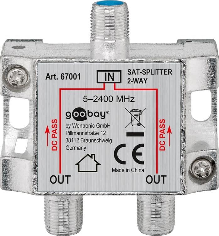 Splitter 2 vie per satellite 100 db, 1750 Mhz - 10