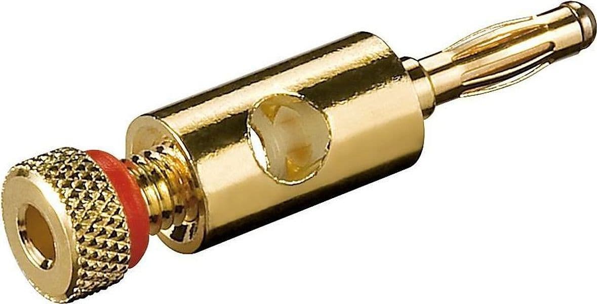 Plug Banana con Connessione a Vite Placcato Oro, Rosso - 2