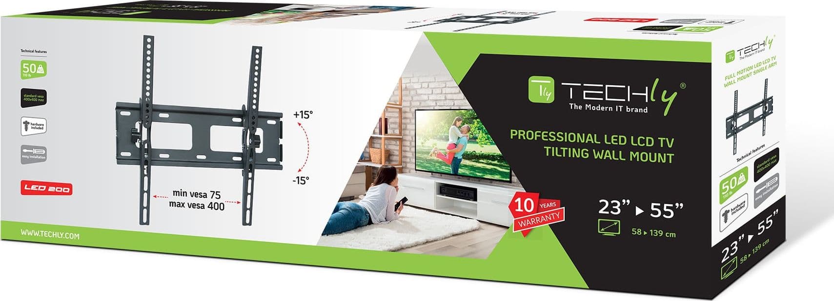 Supporto a Muro per TV LED LCD 23''-55'' Inclinabile Nero - 11