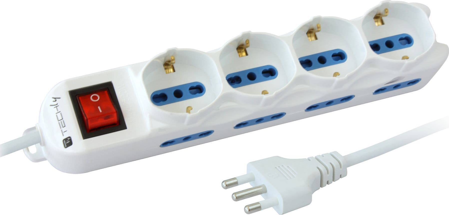 Multipresa 8 Posti Italiana Bipasso / 4 Schuko con Interruttore - 9