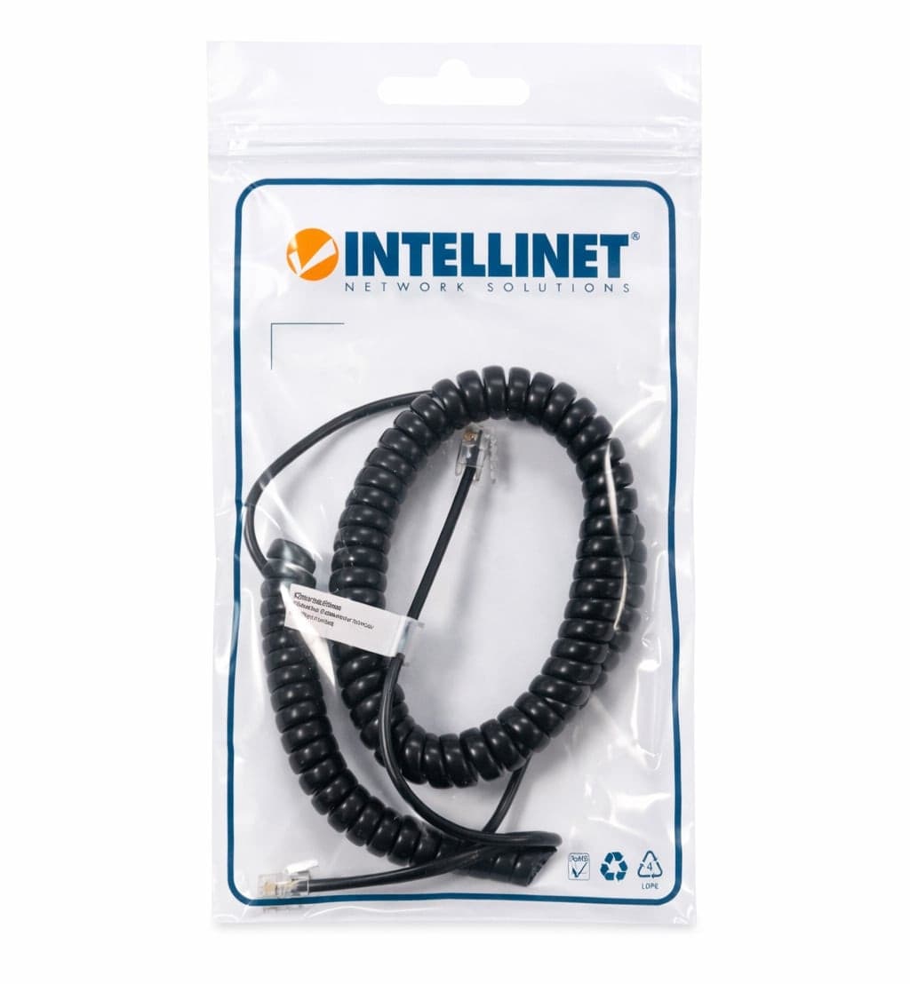 Cavo telefonico spiralato per cornetta 2mt RJ10 4P4C Nero - 12