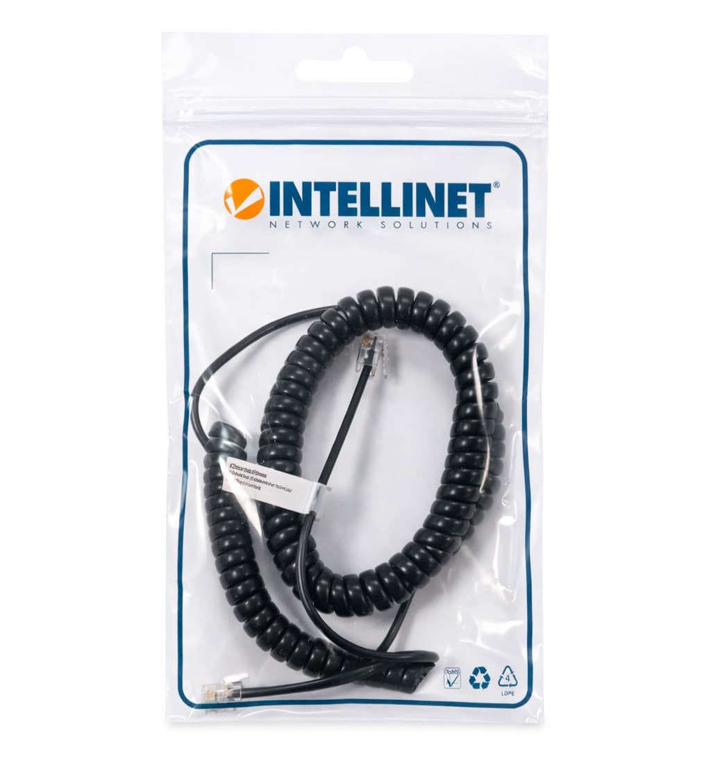 Cavo telefonico spiralato per cornetta 2mt RJ10 4P4C Nero - 13