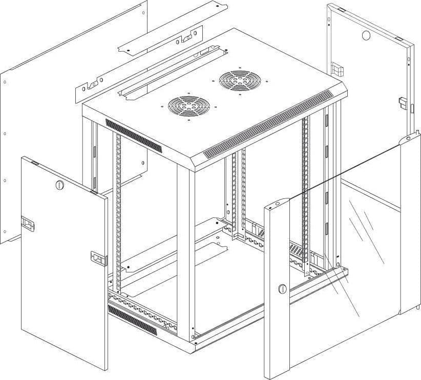 Armadio Rack 19'' a muro 15 unit&agrave sezione unica prof. 600mm Nero - 13
