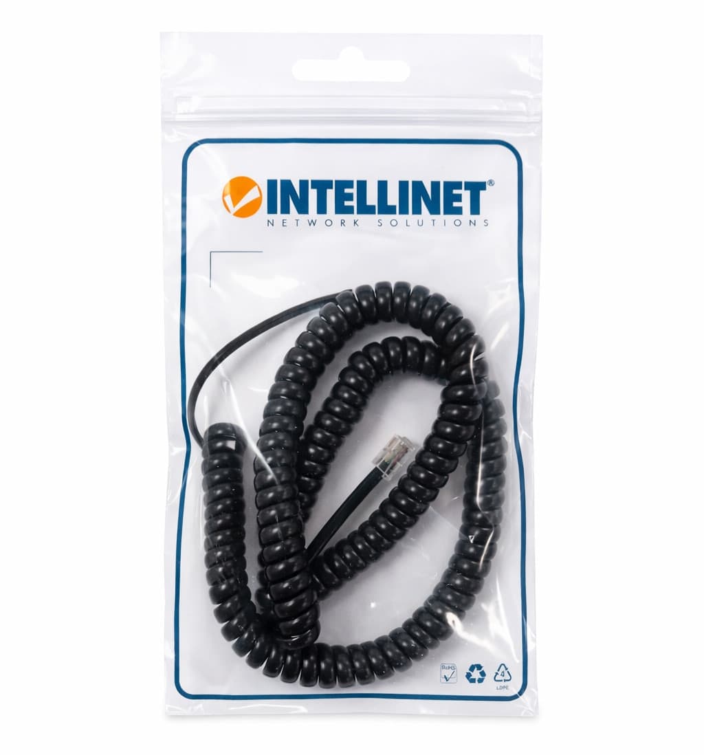 Cavo telefonico spiralato per cornetta 4mt RJ10 4P4C Nero - 8