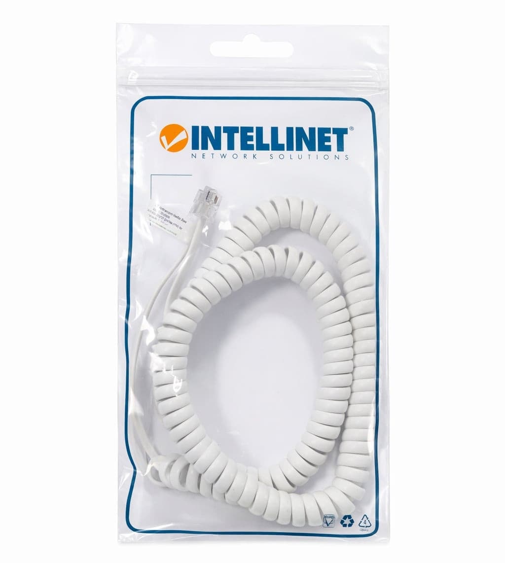 Cavo telefonico spiralato per cornetta 4mt RJ10 4P4C Bianco - 9