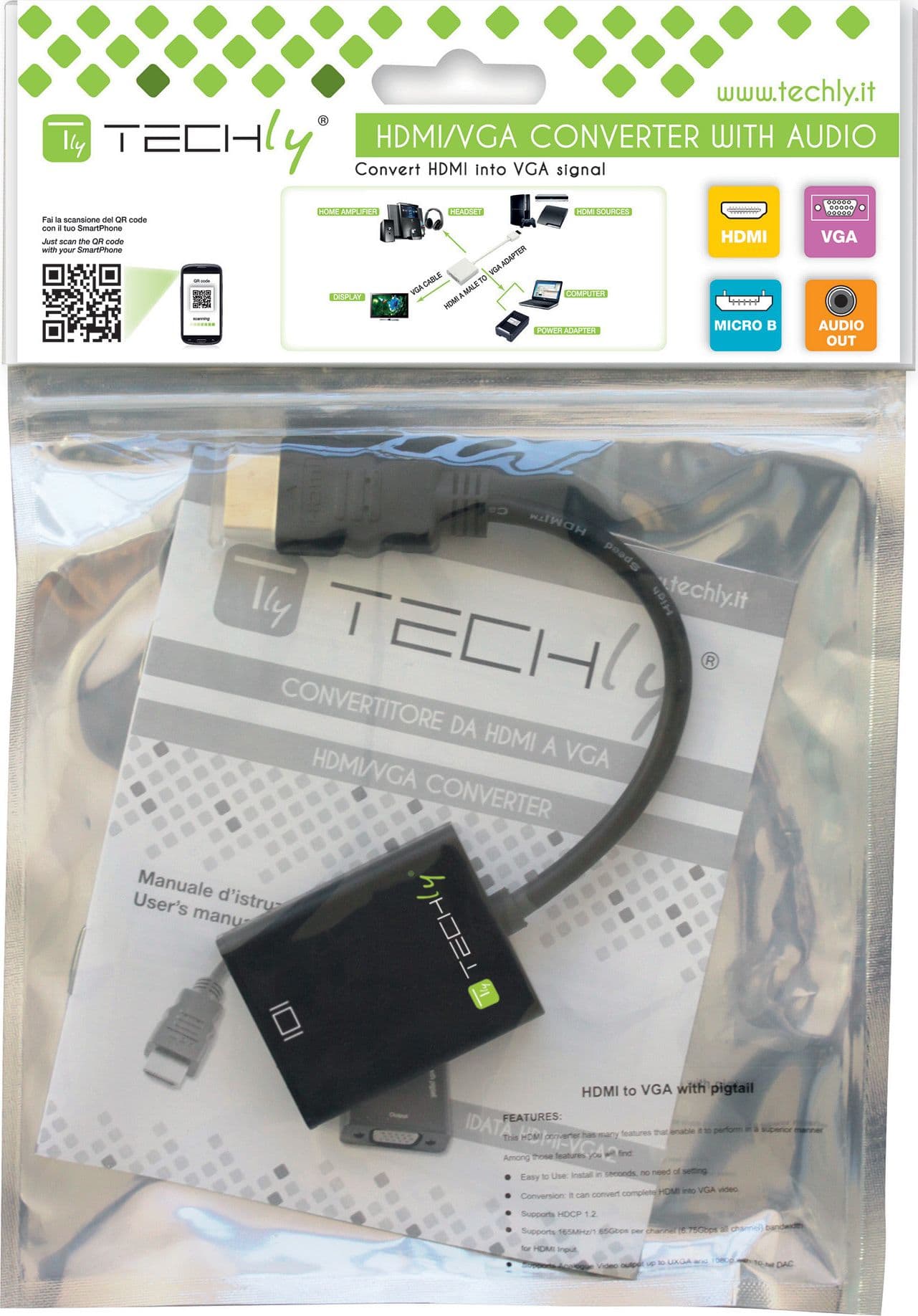 Cavo Convertitore Adattatore da HDMI&trade a VGA con Micro USB e Audio - 8