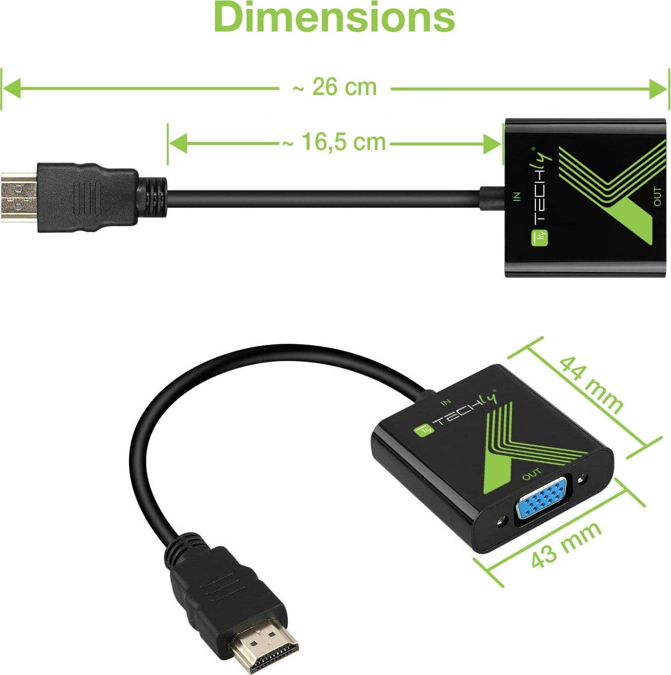 Cavo Convertitore Adattatore da HDMI&trade a VGA 1920x1200 con Audio 3.5'' - 14