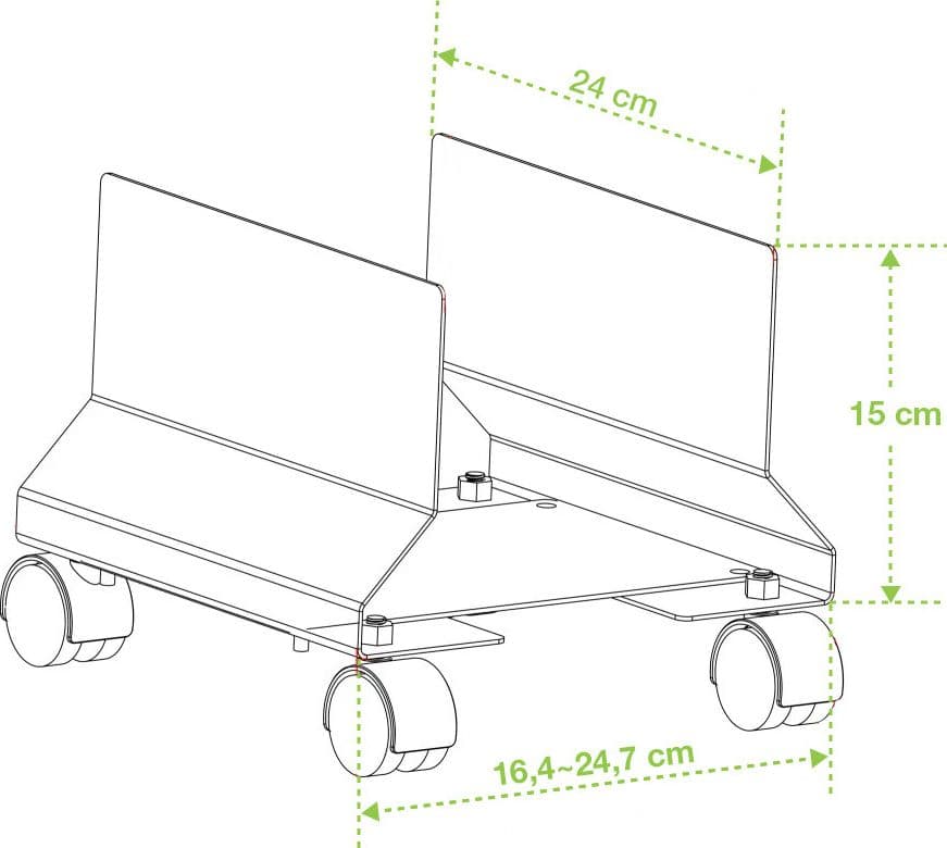 Supporto per PC in Acciaio con Ruote Nero - 12