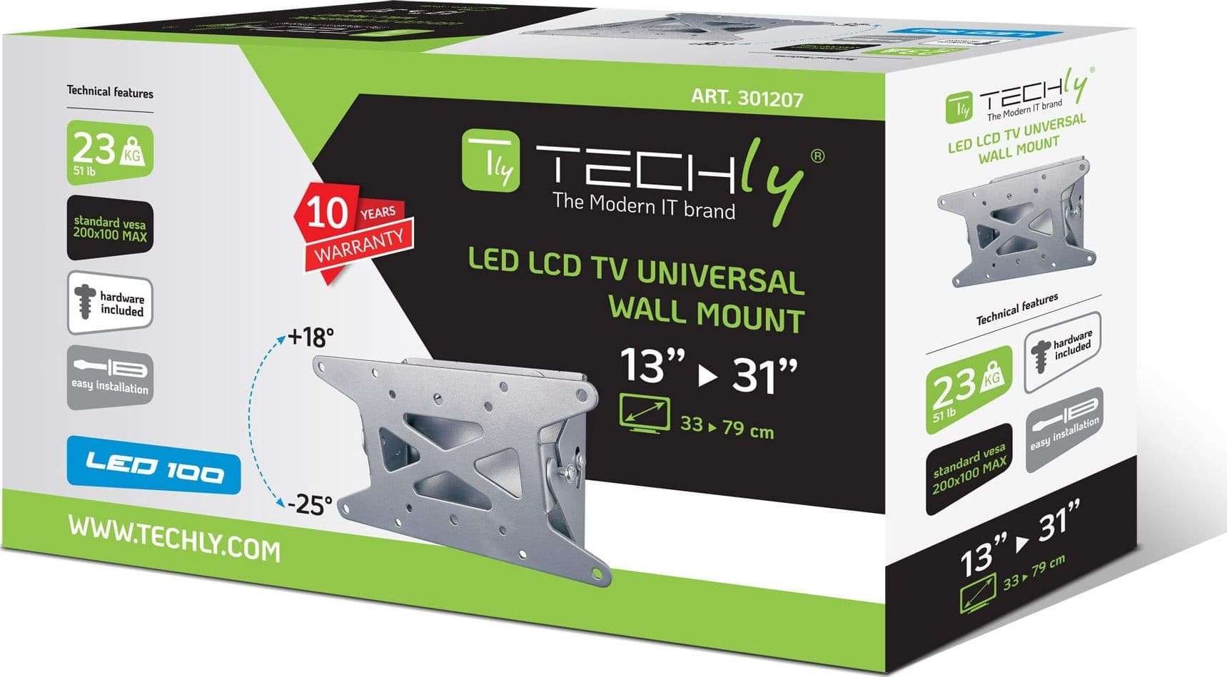 Supporto a muro per TV LED LCD 13''-31'' inclinabile - 14