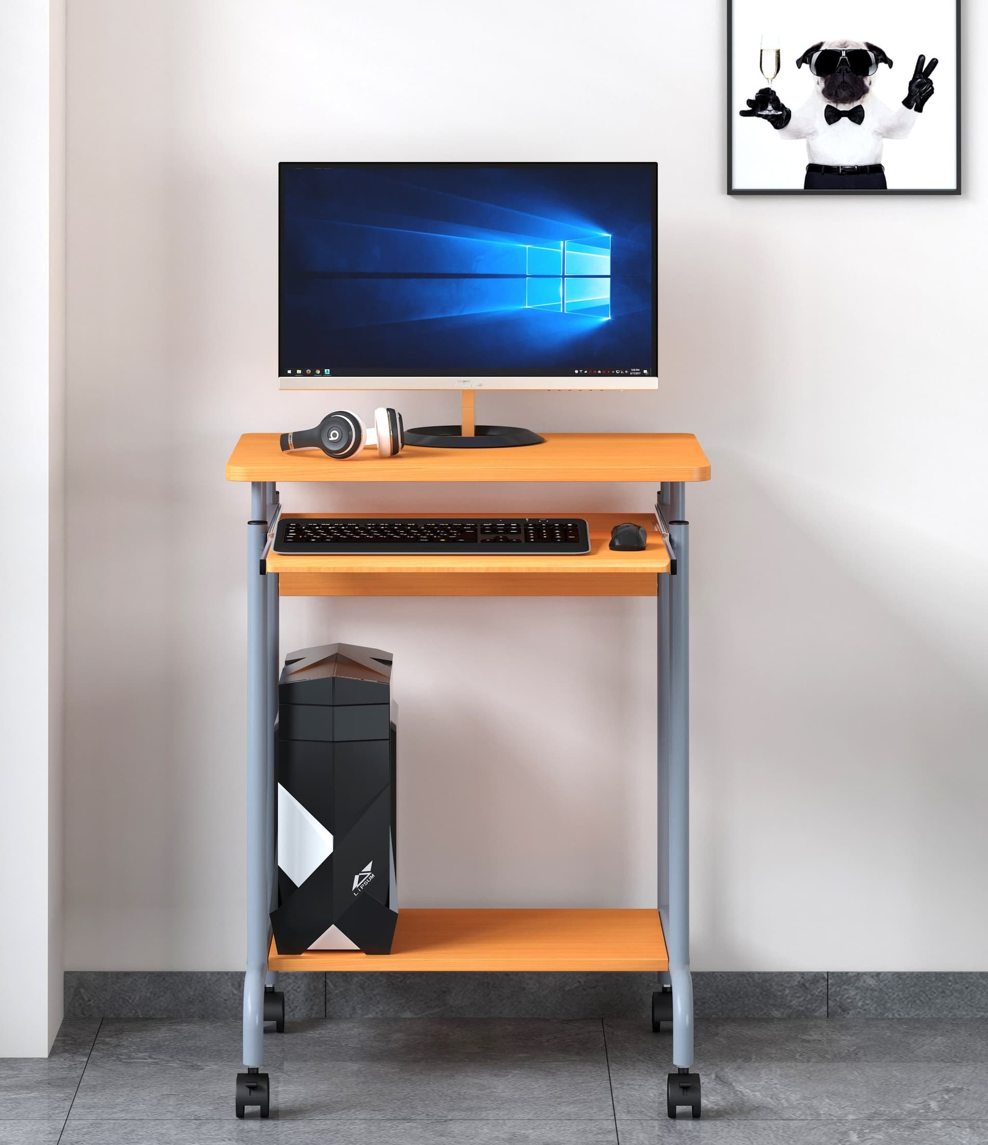 Scrivania Mobile ''Compact'' per Computer Ripiano Tastiera Scorrevole - 10
