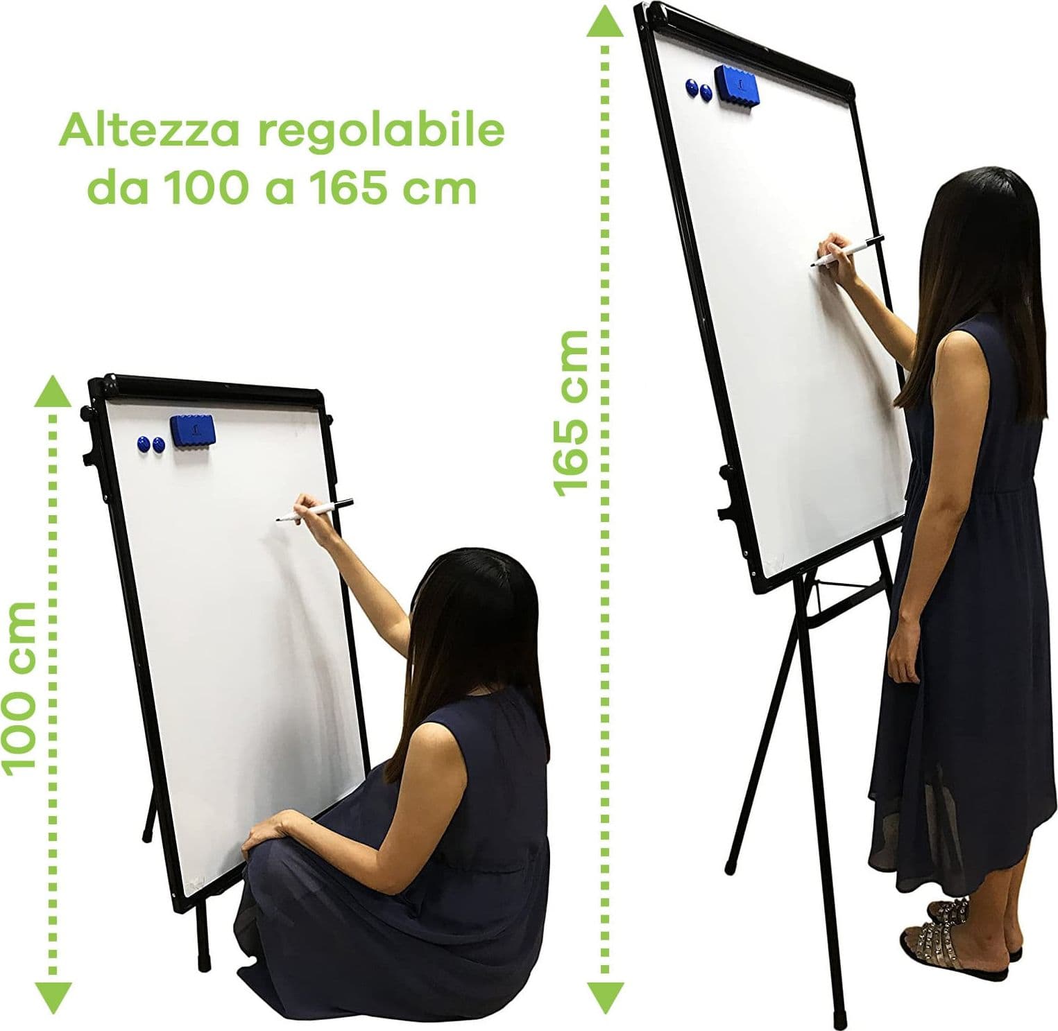 Lavagna Magnetica Flipchart Fogli Mobili 60x90 cm Altezza Regolabile - 11