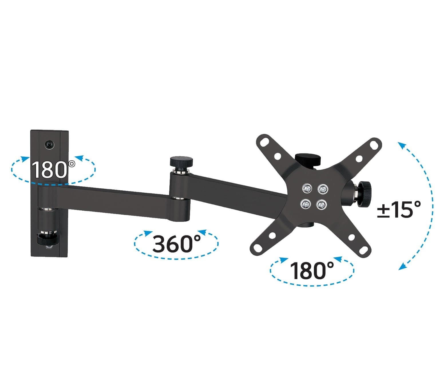Supporto a muro per TV LED LCD 13-30'' inclinabile 3 snodi nero - 13